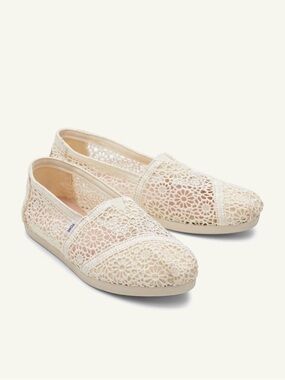Toms Women's Crochet Slip-Ons in Cream Lace